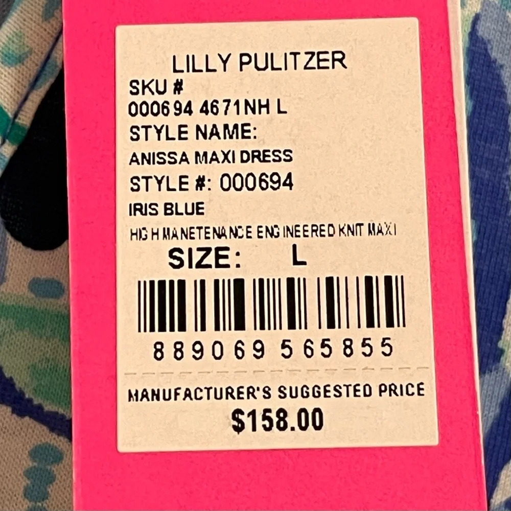 Lilly Pulitzer Blue and Green Maxi Dress NWOT - Picture 6 of 16